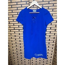Calvin Klein Blue Lace Up Neck Dress Size Small