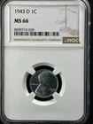 1943-D 1C  Lincoln Wheat One Cent NGC MS66   8699719-039