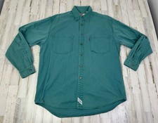 Vintage 94 Levi's Denim Shirt Mens M Green Long Sleeve Metal Button 2 Pocket