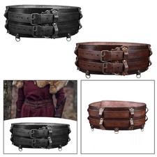 Medieval Wide Waist Belt PU Leather Kidney Belt Medieval Sash Belt Adjustable