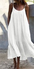 PLUS SIZE 8-26 Women Strappy Summer Beach Casual Dress Baggy Long Kaftan Dresses