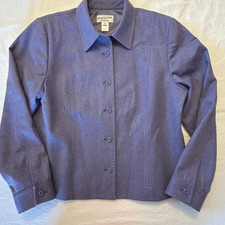 Pendleton Vintage Wool Button Front Blazer Periwinkle Blue Size 12 Made