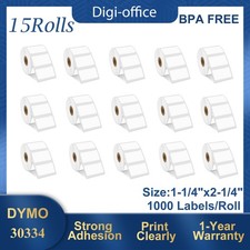 15 Rolls 1000 Multipurpose Direct Thermal Labels 30334 for DYMO LW 1-1/4"x2-1/4"
