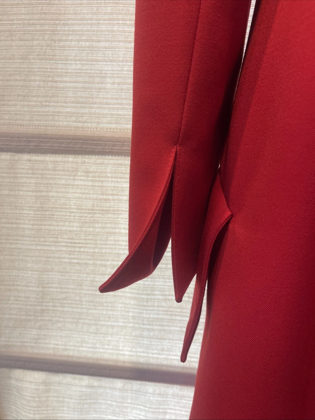 Cappotto doppiopetto vintage Valentino rosso lana gaberdine ~ pezzi ~ logo foderato in seta ~ taglia 6