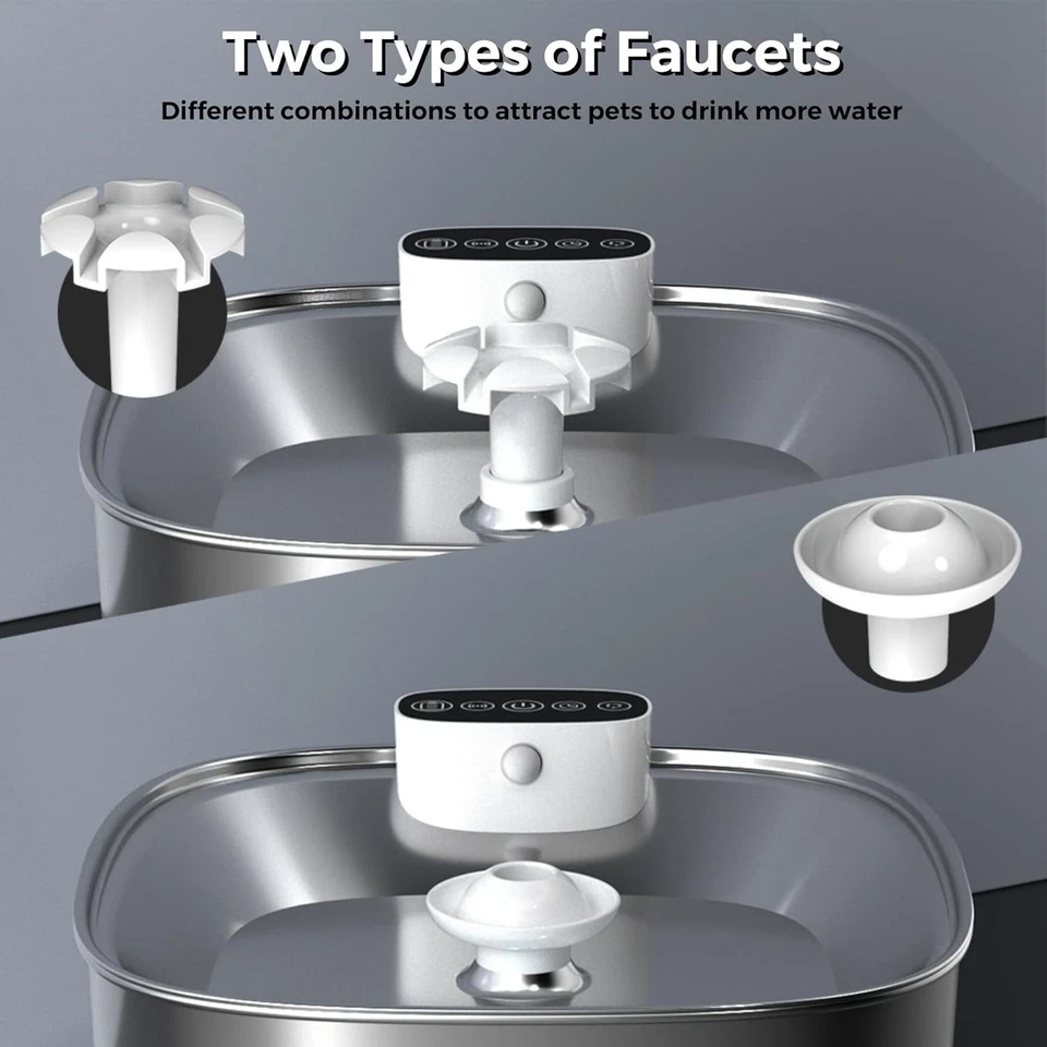 Wireless Cat Water Fountain Cordless 3.2L/108oz Stainless Steel Pet Fountain - Image 2 of 4