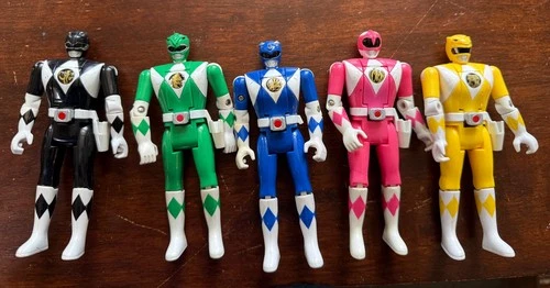 **RARE** Lot of 5 VTG 90s 1993 Mighty Morphin Power Rangers Flip Head Figures