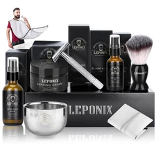 Shaving Kit for Men, Include Safety Razor, Sandalwood Cream, Aftershave, Pre Sha