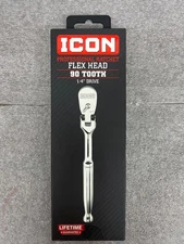 NEW ICON 1/4” in. Drive Professional Ratchet Flex Head 90 Tooth Chrome 64696