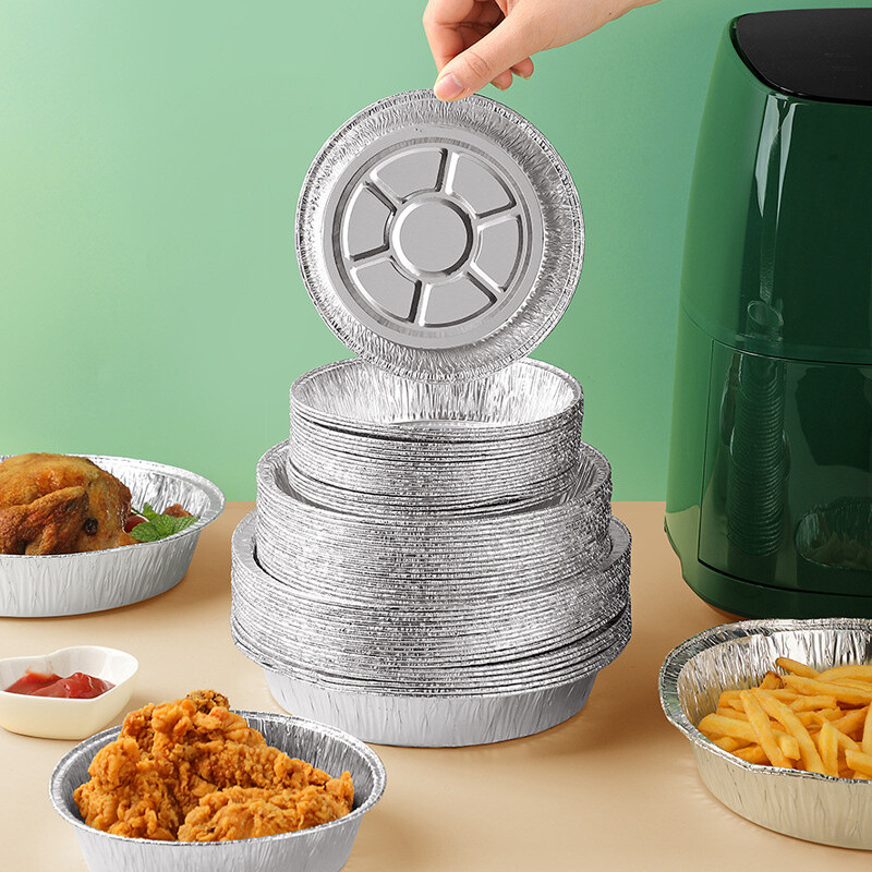 6"/7"/8" 50PCS Foil Tray Pizza Tray Air Fryer Special Aluminum Foil Tin