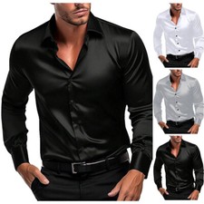 Men's Dress Shirt Casual Slim Shirts Long Sleeve Button Down Tops Blouse