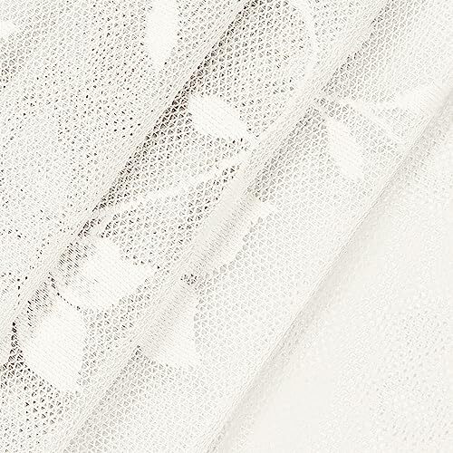 Sherry Lace Lightweight Elegant Floral Sheer Rod Pocket 54 in x 63 in Cream - Bild 7 von 7