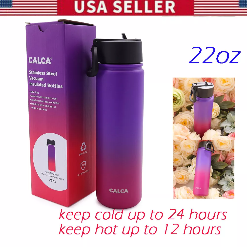 US 22oz Wide Mouth Lid Stainless Steel Water Bottle for women gradient color