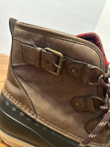 Maurices Duck Boots Women’s Brown Lace Up Above Ankle Plaid Flannel Size 10 - Picture 9 of 9