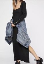 Free People FP Beach Iris Long Sleeve Tee Buttons Sleeve Midi Dress S