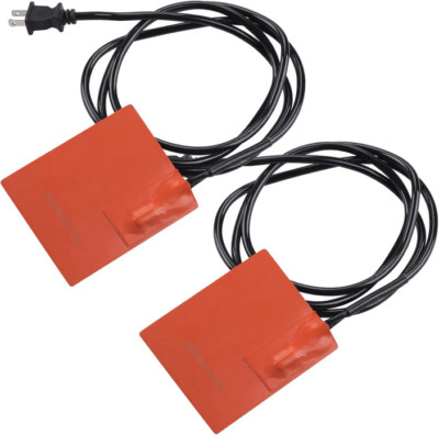 2-Pack 4''x5'' Silicone Car Engine Oil Heater Pad, 150W, Self-Adhesive with Protec