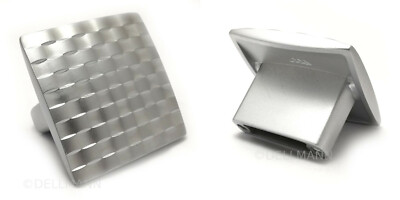 2 Metall Möbelgriffe BA 32 mm - Möbelknöpfe 50x50mm chrom-matt Schachbrettmuster