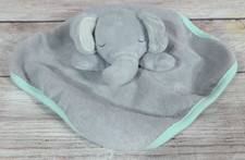 Cloud Island Terry Plush Elephant Lovey Washcloth Gray Mint Trim 9" x 9" 2019