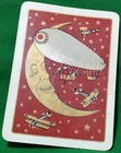 Playing Cards 1 Single Card Old Wide ZEPPELIN Airship Moon Face Art BIPLANE 1