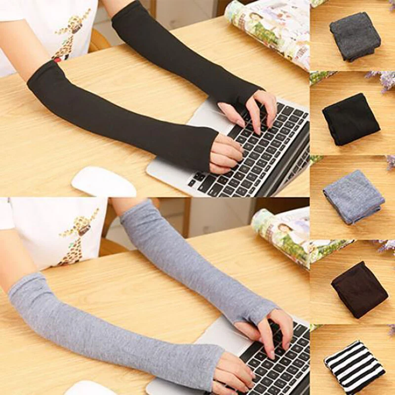 Stretchy Arm Warmers Long Fingerless Gloves Fashion Mittens Women Long  Gloves