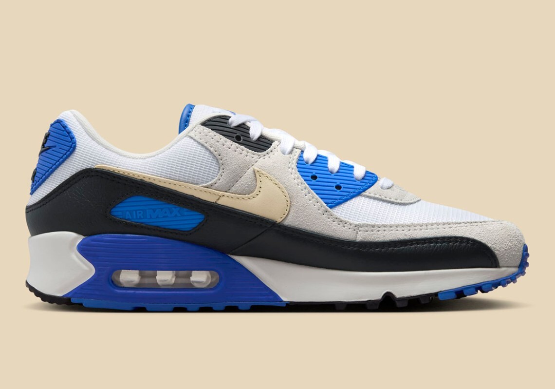 Nike Air Max 90 PRM White Racer Blue Khaki Nby HF3449-100 sz 9