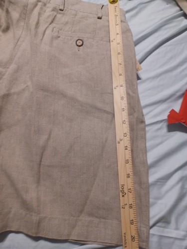 MENS STRUCTURE VINTAGE 90S Y2K BEIGE 100% LINEN SUMMER PLEATED SHORTS 36 New - Picture 8 of 8