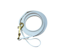 Biothane Dog Leash - 3/8" width SOLID BRASS HARDWARE - white 11' USA Made