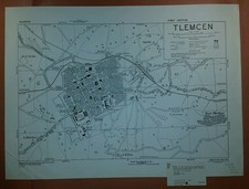 1942 US Army Karte Stadt Plan Von Tlemcen Algerien Ww 2 Vintage Milit&auml;r