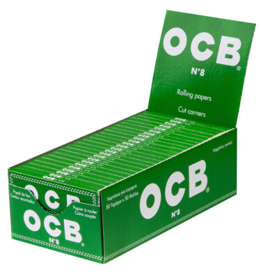 2 Boxen (100x) OCB Green N°8 Regular Papers kurze Blättchen Cut Corners