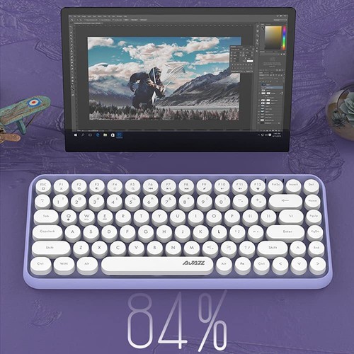 Wireless Bluetooth keyboard Retro Round 84 Keys Lightweight Keyboard For PC MAC - Picture 11 of 20