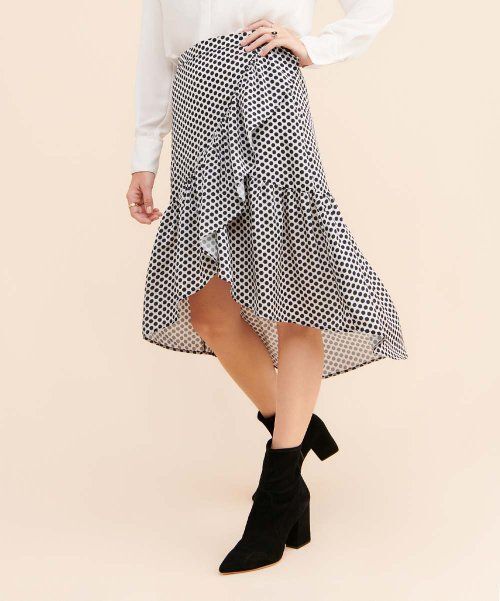 MSRP $158 Dra Pebble Pin Dot Wrap Midi Skirt Pebble Size Small NWOT