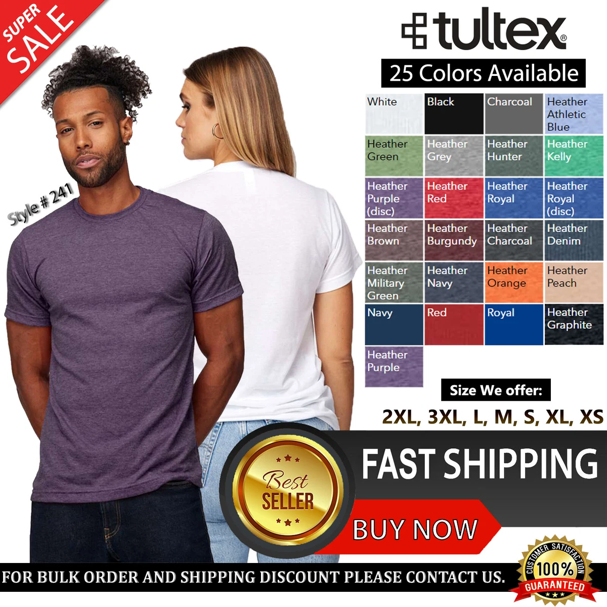 Tultex 241 - Unisex Poly-Rich T-Shirt - Heather Graphite Xs