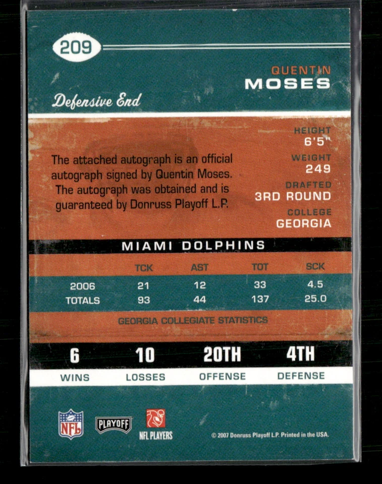Quentin Moses 2007 Contenders Rookie Ticket Auto - Image 2 of 2