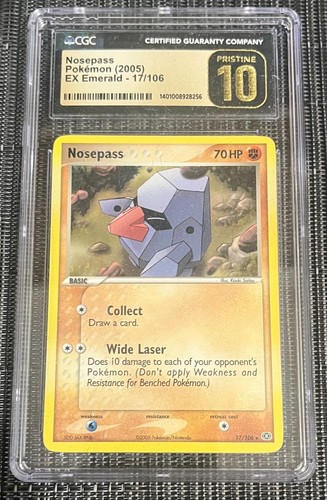 2005 Nosepass Pokémon EX Emerald 17/106 Gem Mint CGC 10 (Pristine)
