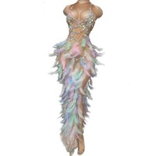 Dresses Rhinestones Printing Decoration Sleeveless Performance Party Dress