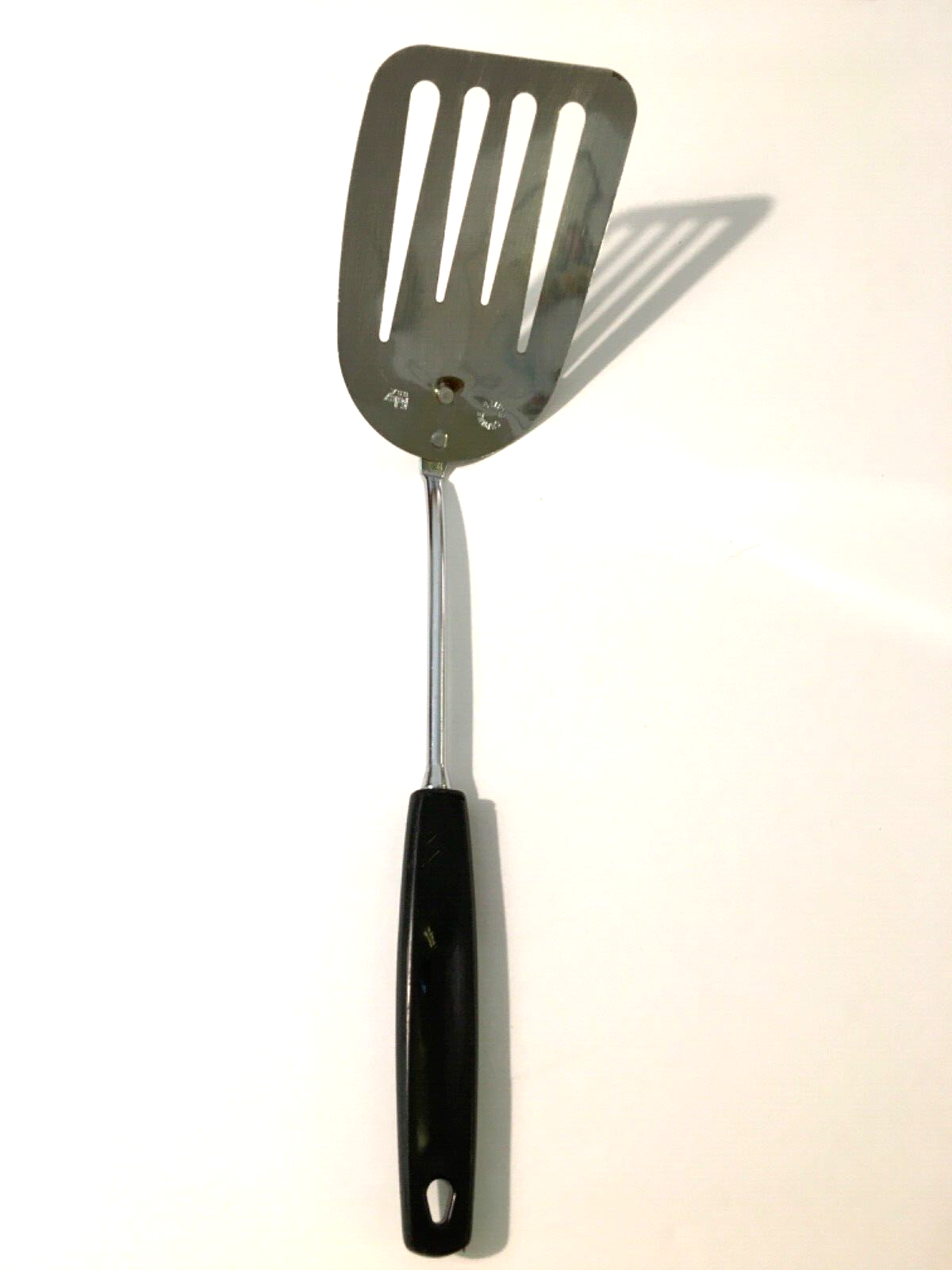 VINTAGE FOLEYLong CHROMIUM PLATED Spatula TURNER Flipper BLACK HANDLE