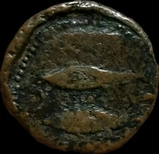 Gades, Spain 200-100 BC.AE As. Head Of Herakles, 2 Tunny Fish. Ancient Greek 
