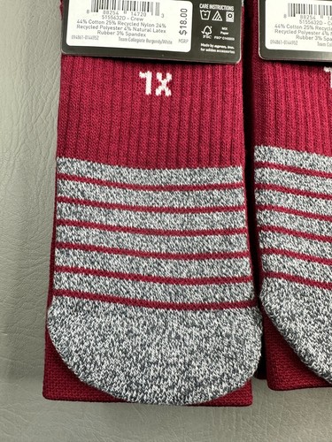 2 Adidas 5 Star Team Crew Socks Maximum Cushioned Mens Size XL 12-15 Burgundy - Picture 6 of 6