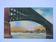 1949 Eads Bridge & Skyline in St. Louis MISSOURI Vintage Linen Postcard