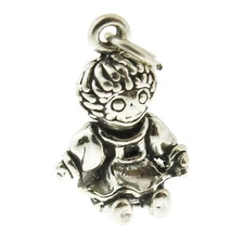 925 Sterling Silver Girl Ragdoll Charm Made in USA