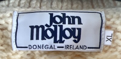 John Molloy Handknit Wool Fisherman Cardigan Sweater Donegal 