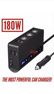usb hub cigarette lighter 180W Car Rapid Charger Cigarette Lighter Socket Splitter USB Hub 12V  Adapter