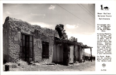 RPPC Bear Valley Adobe Nicholas Pendola Shoe/Boot Repair Gold Rush California