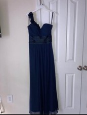 Bill Levkoff Formal Dress Prom Wedding Chiffon Long Gown Navy Blue Size 6