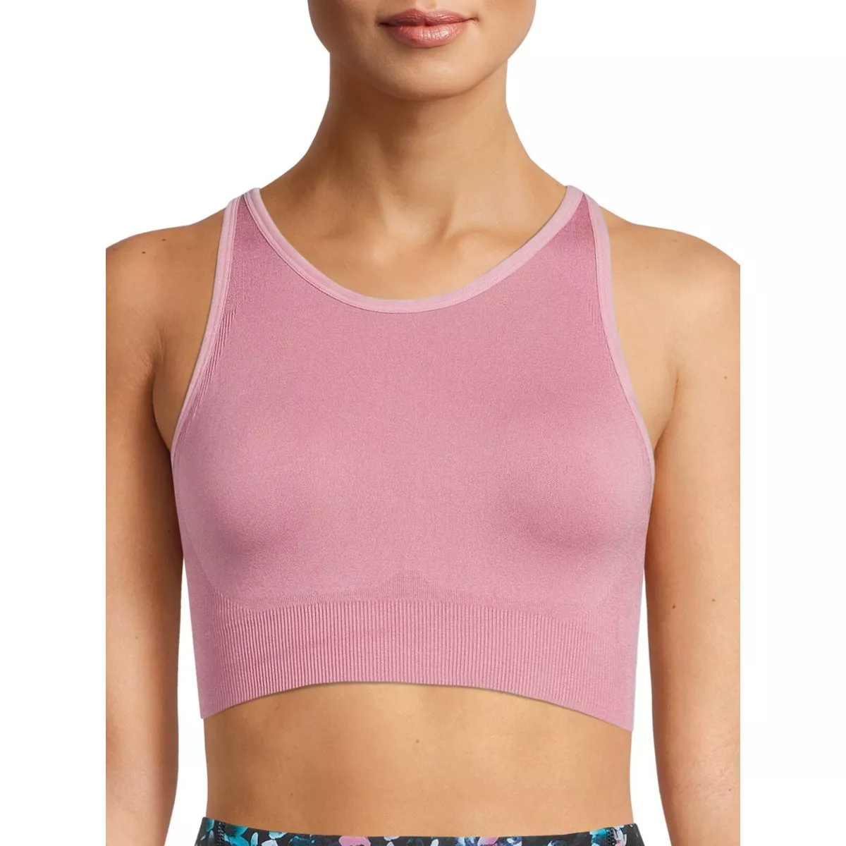 Avia Women's Seamless High Neck Medium Support Sports Bra Mauve