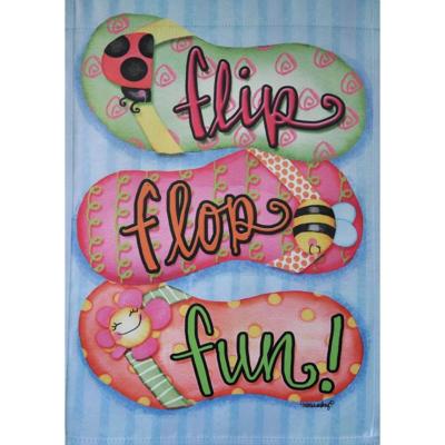 FLIP FLOP FUN 12.5'' X 18'' GARDEN FLAG 27-3081-205 FLIP IT! RAIN OR SHINE SUMMER