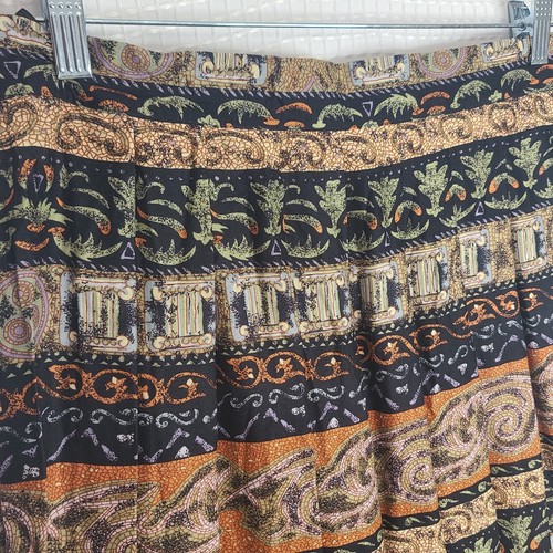 NWT Worthington Womens Sz 18 Colorful Multi-Pattern Pleated A-Line Skirt Button - Picture 5 of 16