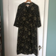 TALBOTS Dress Green With Flowers Button Up