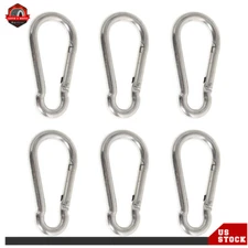 3.15 Inch 440lbs Locking Carabiner Clips- Stainless Steel Spring Snap Hook 6Pcs
