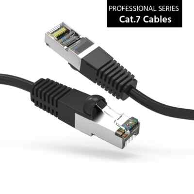 8Ft CAT7 Shielded (SSTP) 600MHz Ethernet Network Booted Cable Black