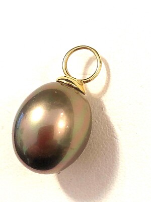 Perlenanhänger braune MK Perle Anhänger 585 er Gelbgold Muschelkernperle Tropfen